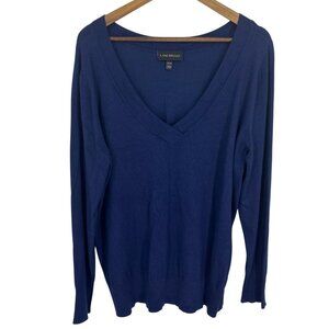 Lane Bryant Womens Navy Blue V-Neck Sweater Long Sleeve Lightweight Sz 18/20